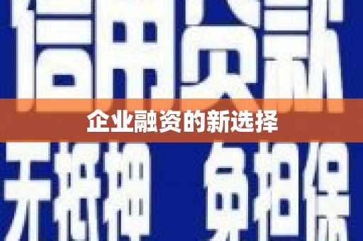 斗六企业融资的新选择